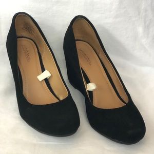 Merona black suede wedges